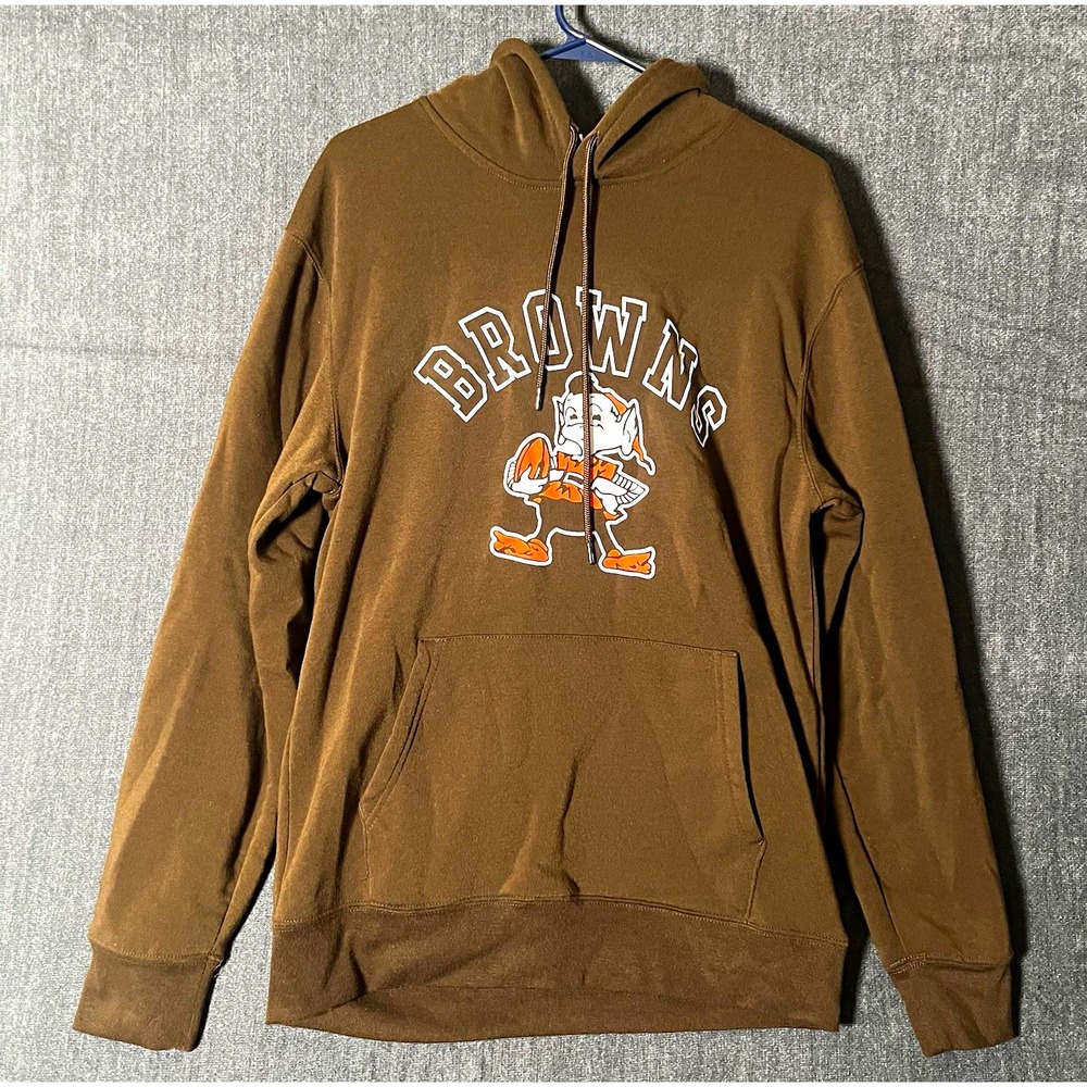 NFL Cleveland Browns Brownie The Elf Hoodie Sweatshirt Brown Mens S Throwback